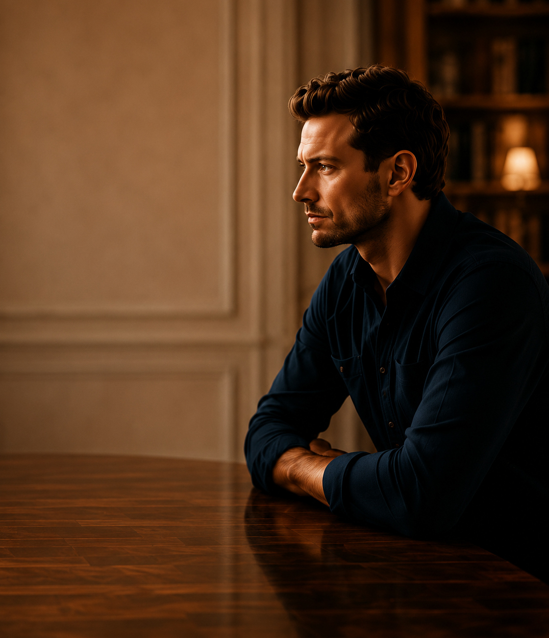 Man in thoughtful conversation